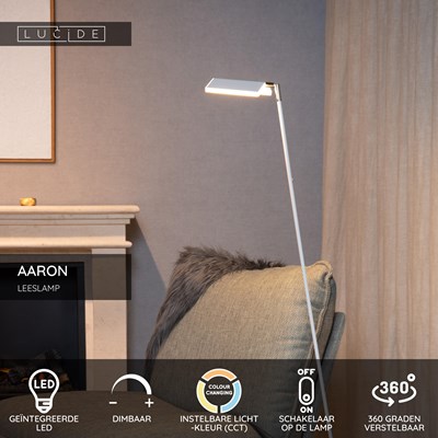 Lucide AARON - Leeslamp - LED Dimb. - CCT - 1x12W 2700K/4000K - Wit